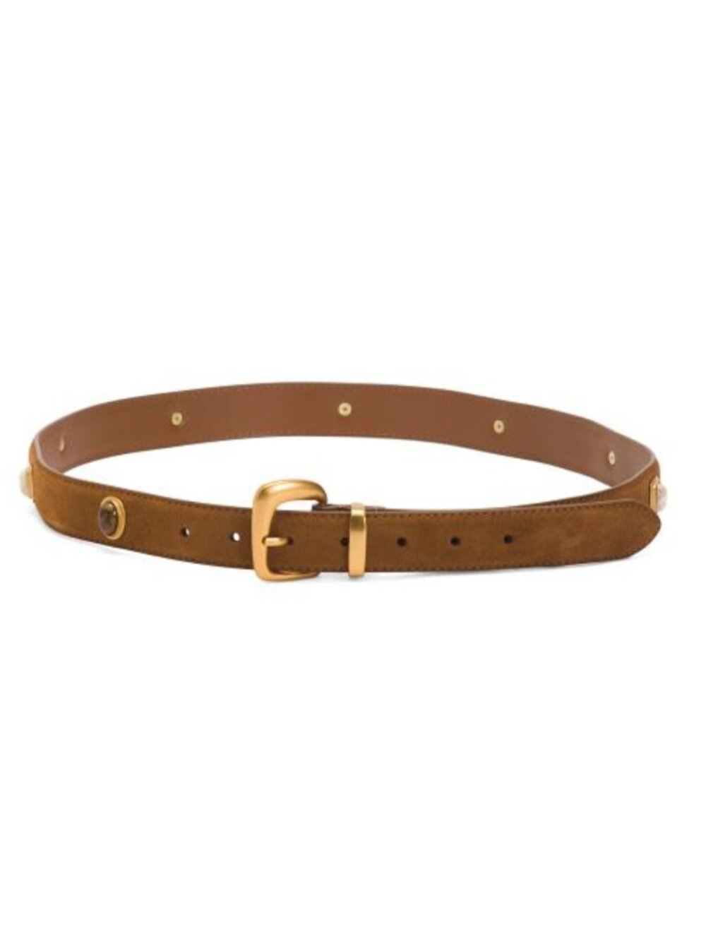 Most Wanted USA Stargazer Stone Studded Suede Belt Caramel Tan Gold Buckle - Picture 2 of 4
